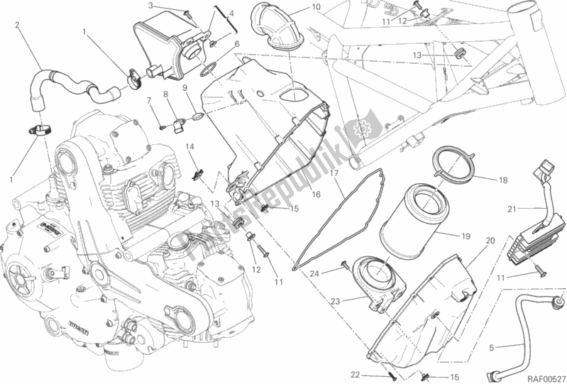 All parts for the Air Intake - Oil Breather of the Ducati Scrambler Flat Track Thailand 803 2016